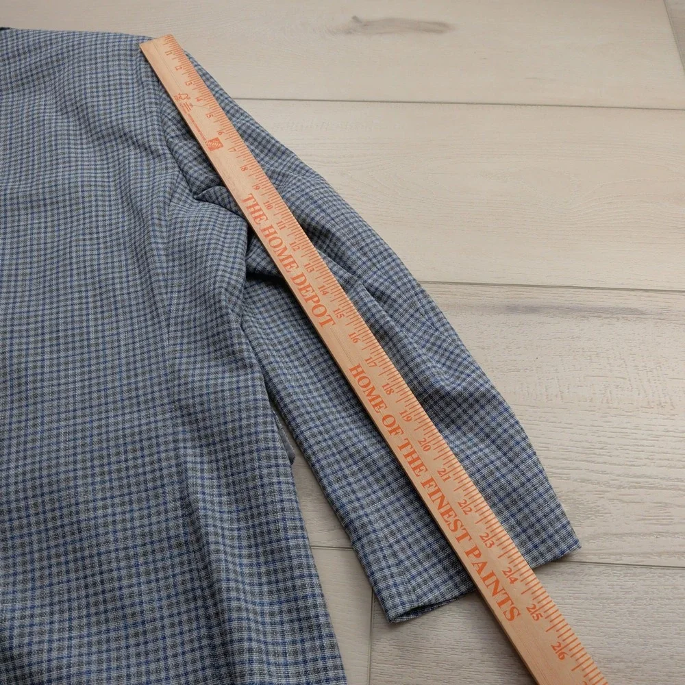 Lauren Ralph Lauren Mens 44S Blue Grey Check Blazer Sport Coat 2-Button Jacket